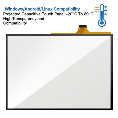 Windows/Android/Linux-compatibiliteit Geprojecteerd capacitieve touchpaneel -20°C tot 60°C met hoge transparantie en compatibiliteit